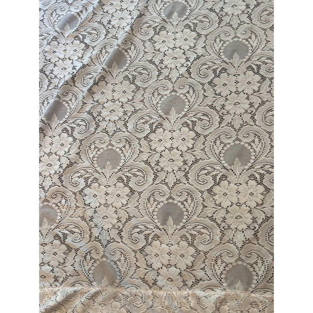 VTG Lace Drapery Curtain Panels Floral Off White 52x58 Cottagecore w Some Flaws